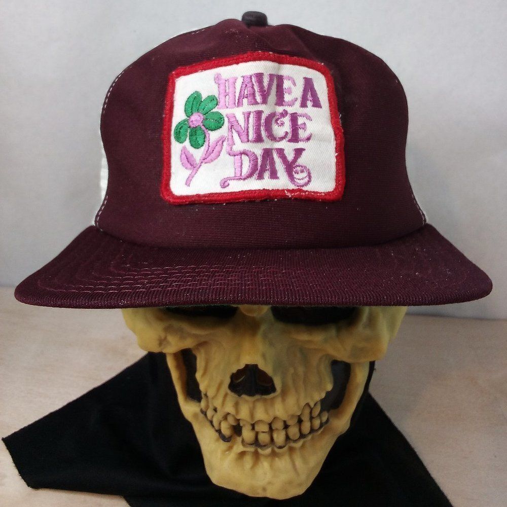 Deadstock Vintage New Era Have A Nice Day Patch Snap Trucker Hat
